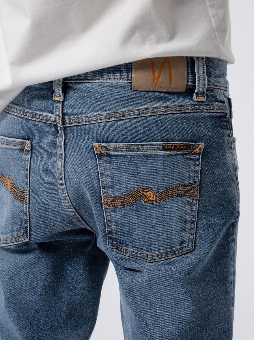 Nudie Jeans Lean Dean - Slim Tapered Fit Organic Jeans - Lost Orange Blue