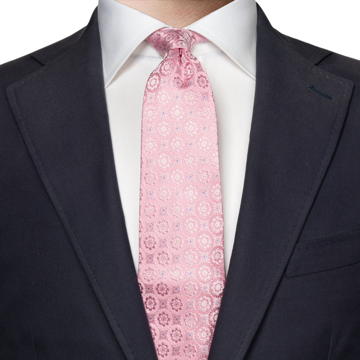 Eton Floral Print Silk Tie - Pink