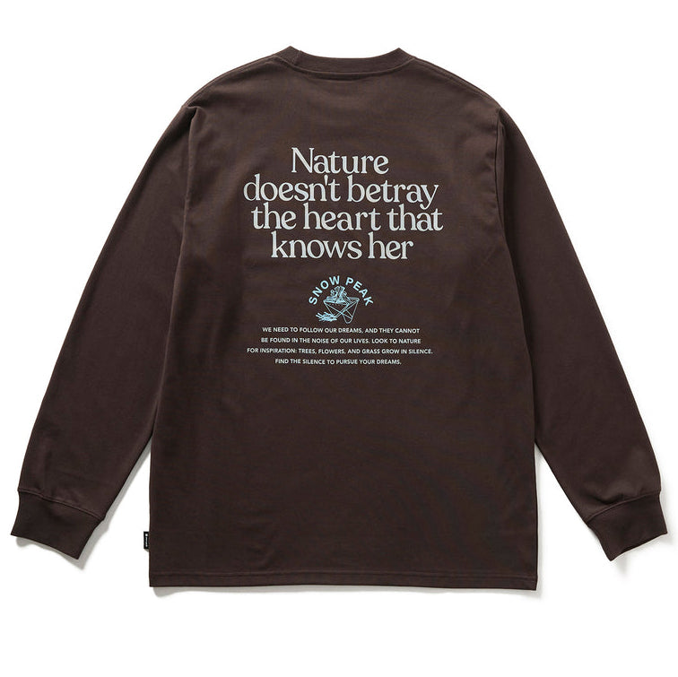 Snow Peak 'Living With Nature' Long Sleeved T-Shirt - Brown