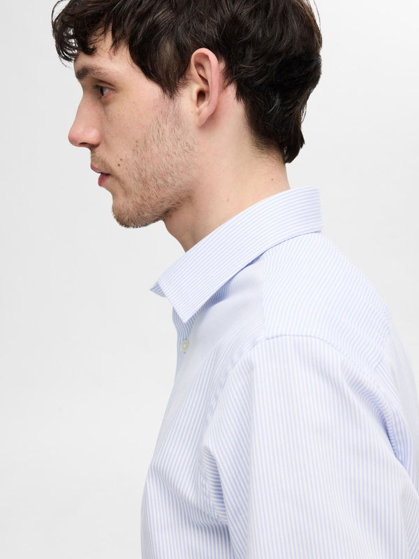 Selected Homme Slim Fit Striped Stretch Shirt - Blue