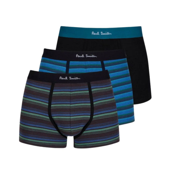 Paul Smith 3 Pack Stripe Boxer Briefs - Black & Blue