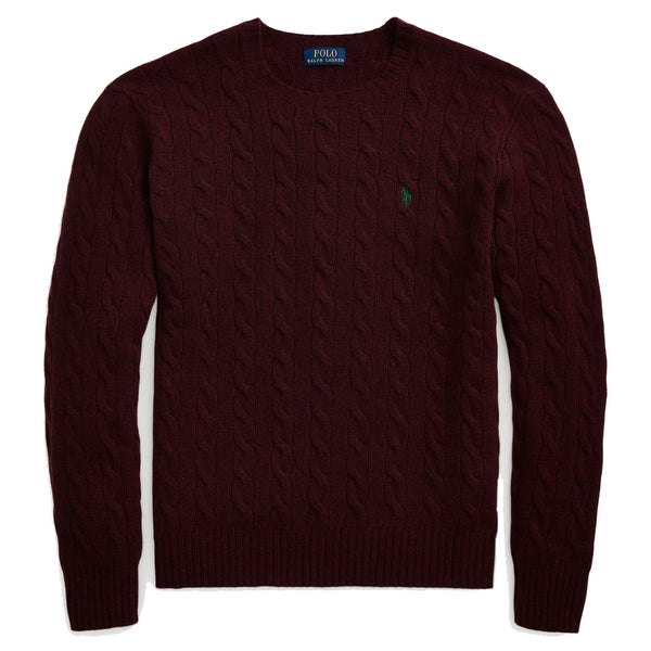 Polo Ralph Lauren Cable-Knit Wool-Cashmere Sweater - Wine