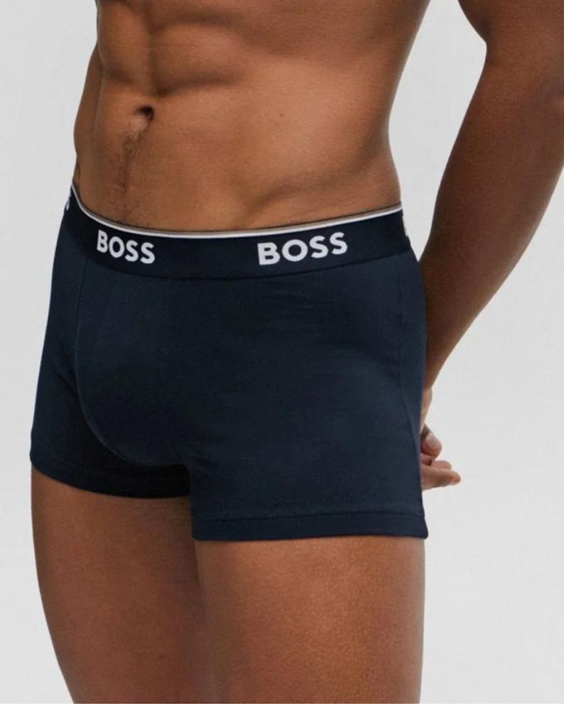 Boss Logo Waistband Stretch Cotton Trunks 3 Pack - Multi