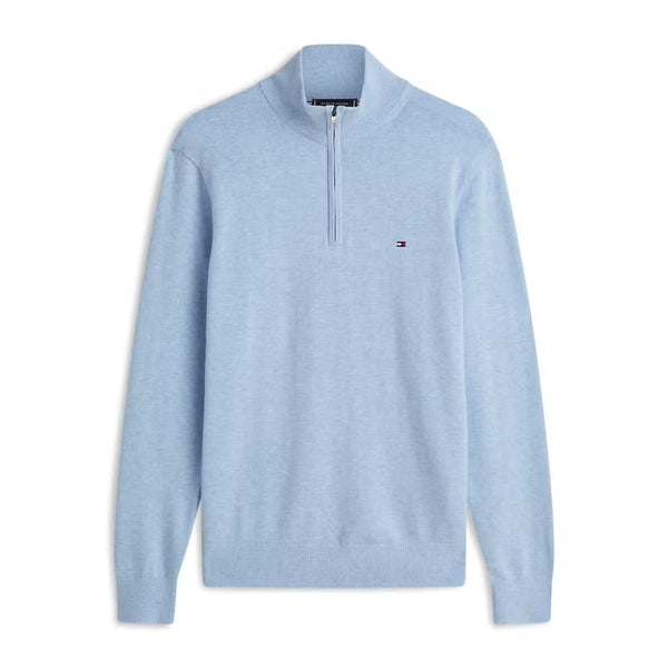 Tommy Hilfiger Essential Cotton Zip Mock - Blue