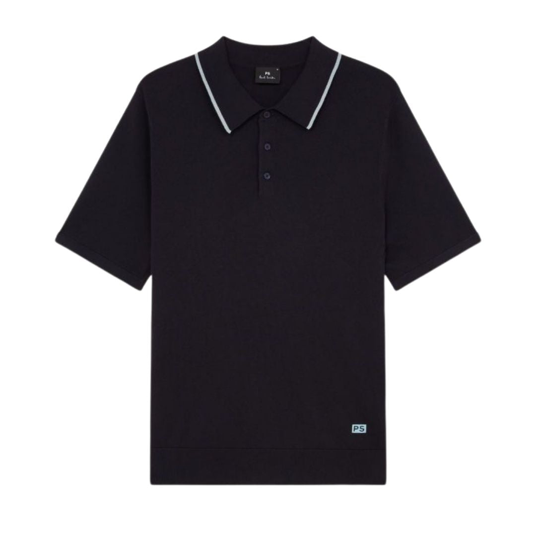Paul Smith Knit Sweater Polo - Navy Blue