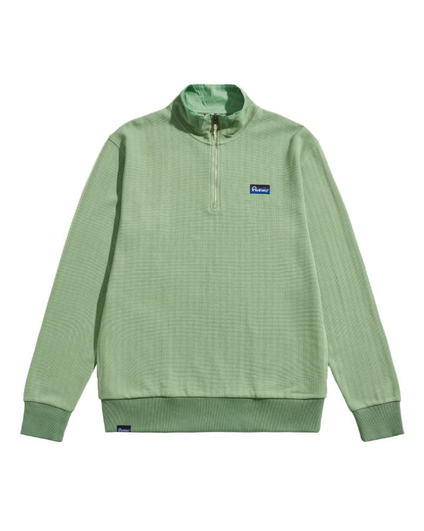 Penfield Textured Stripe Half Zip Funnel Neck Sweatshirt - Green