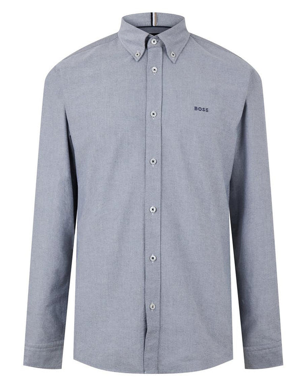 Boss Slim-fit shirt in Oxford cotton with logo - Blue