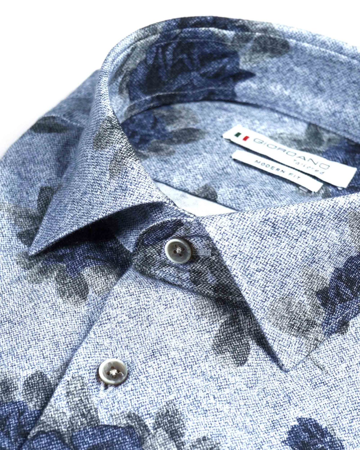Giordano 'Maggiore' Herringbone Floral Print Modern Fit Shirt -Navy