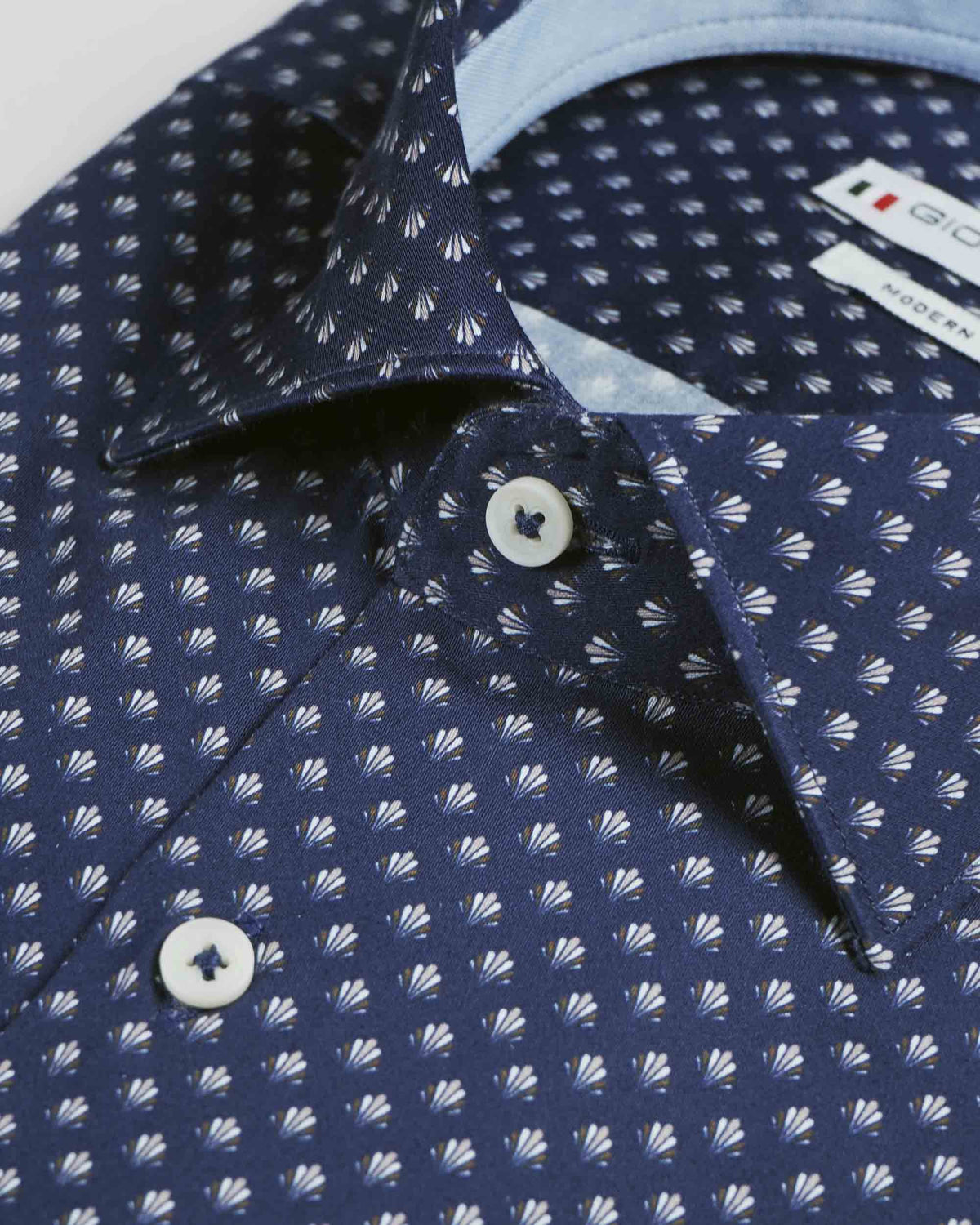 Giordano 'Maggiore' Long Sleeved Modern Fit Printed Shirt - Navy