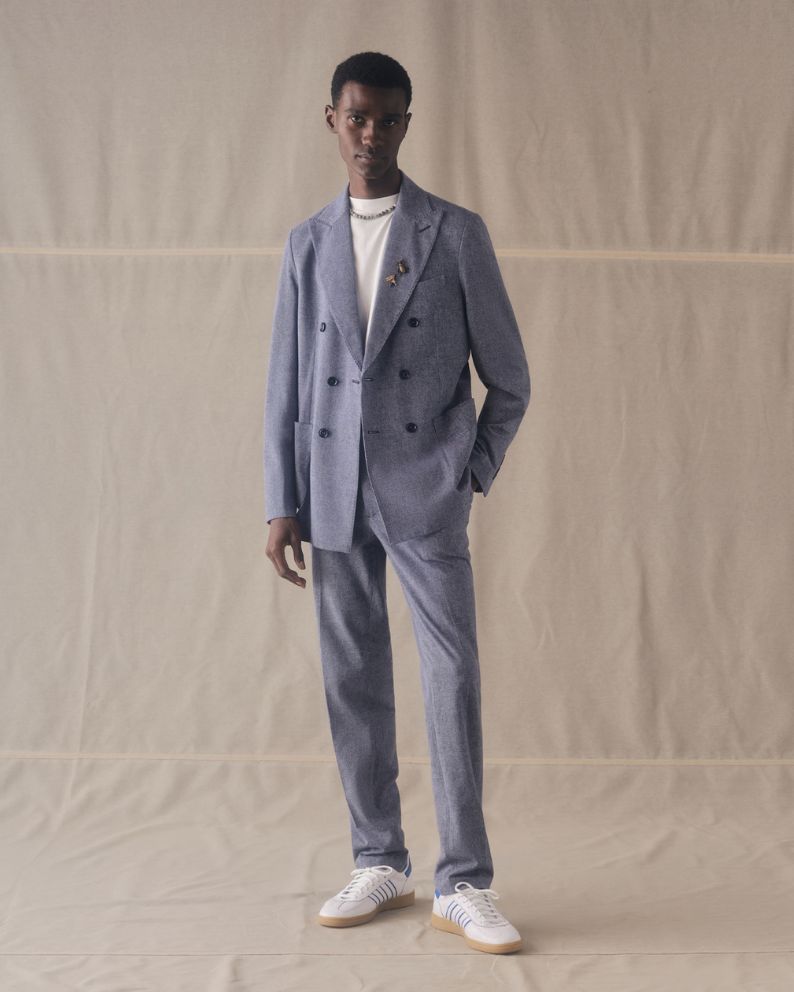 Circolo 1901 Canvas Fabric Weft Double-Breasted Blazer - Indigo