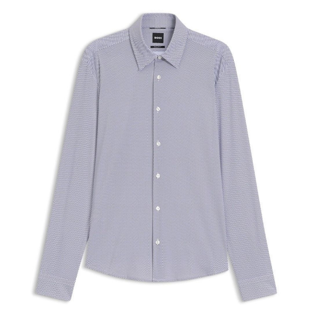 Boss Black BOSS Liam Regular Fit Stretch Shirt Blue/White