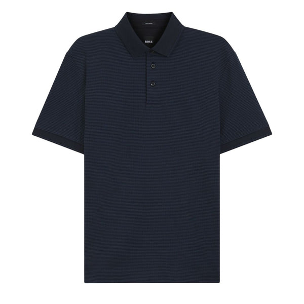 Boss Black H-Parlay Mercerized Cotton Polo Jacquard Print - Blue