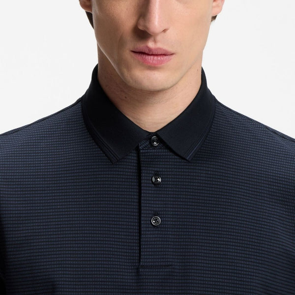 Boss Black H-Parlay Mercerized Cotton Polo Jacquard Print - Blue