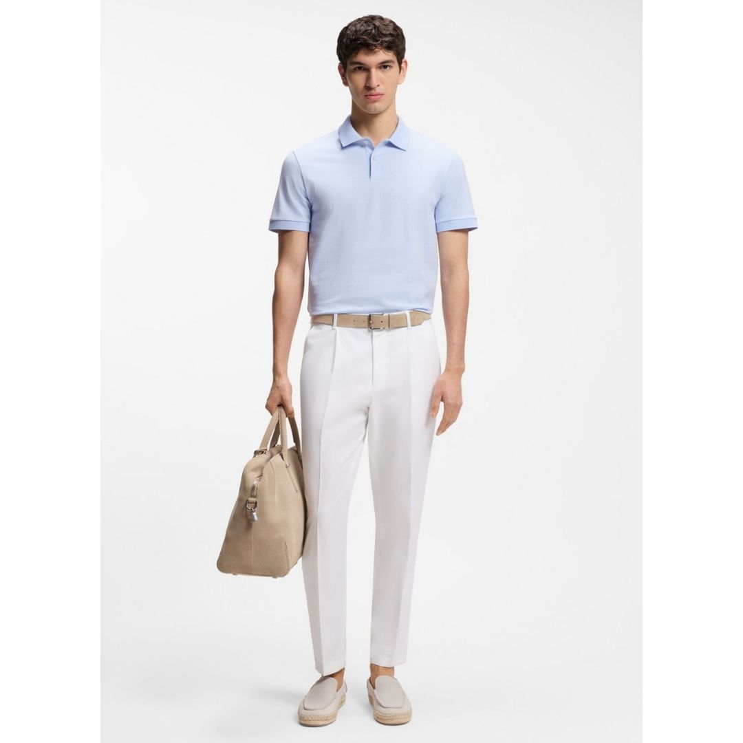 Boss Black H-Parlay Cotton Polo Bubble Structure - Blue