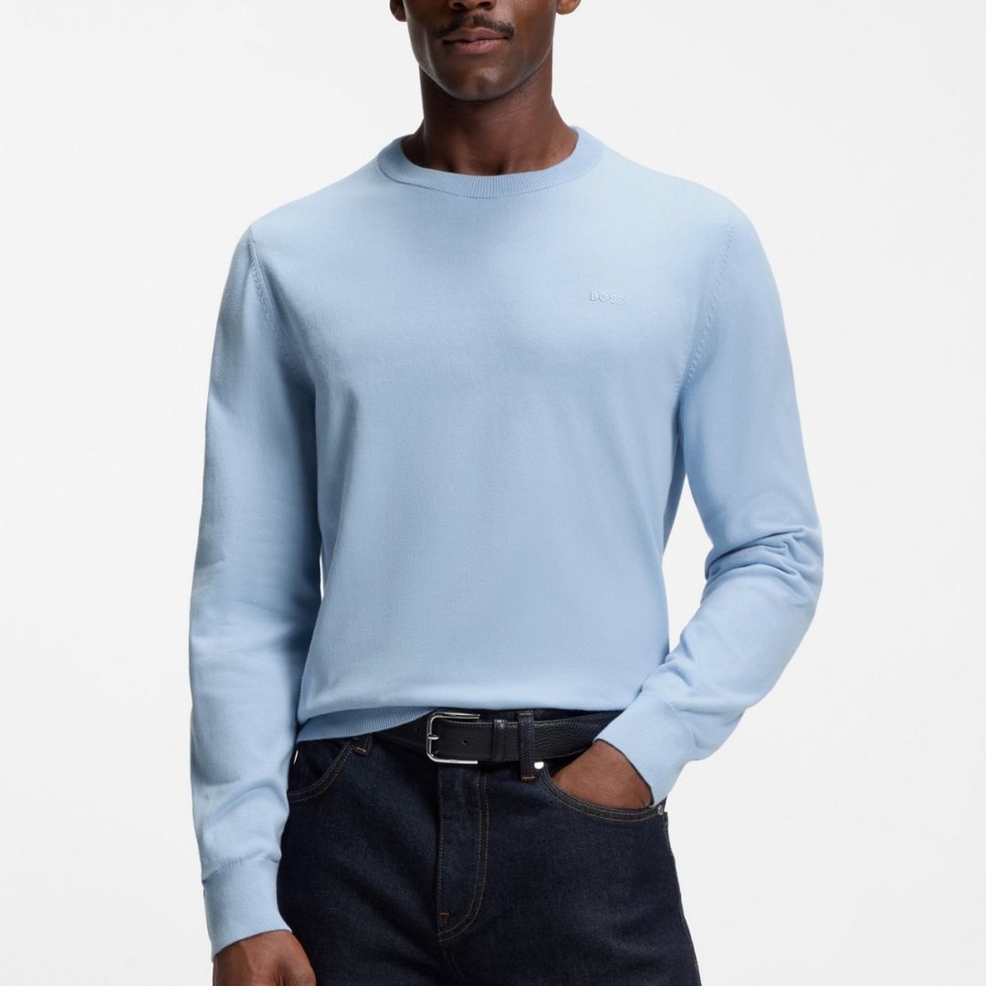 Boss Upacas Sweater with Embroidered Logo - Blue
