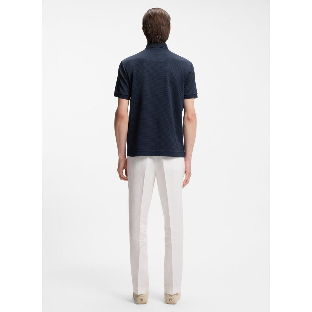 Boss Black H-Parlay Mercerized Cotton Polo Jacquard Print - Blue