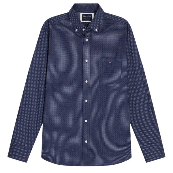 Eden Park Pima Cotton Shirt with Micro Patterned - Navy