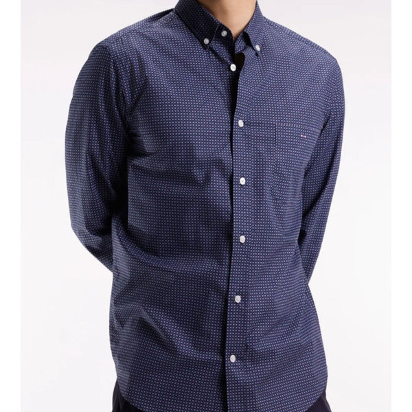 Eden Park Pima Cotton Shirt with Micro Patterned - Navy