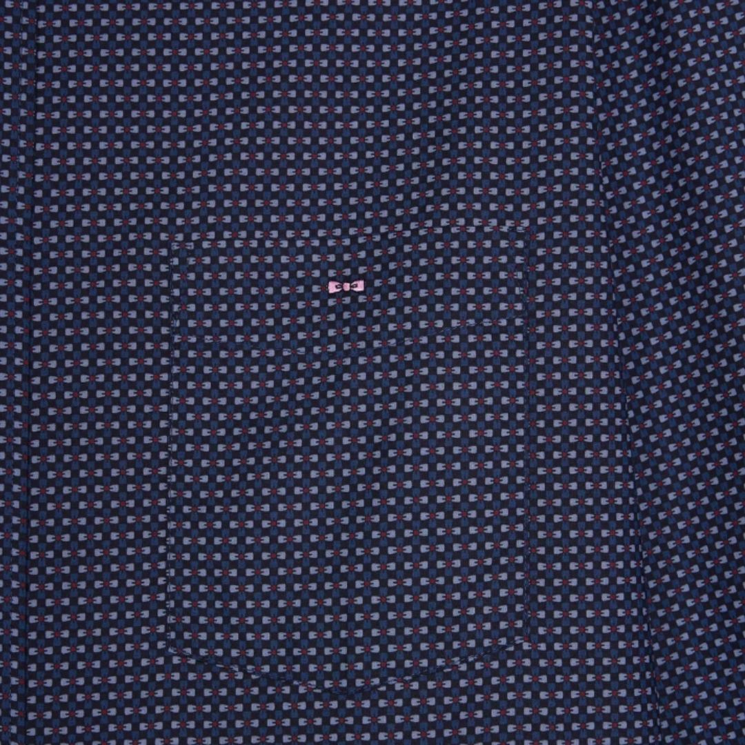 Eden Park Pima Cotton Shirt with Micro Patterned - Navy