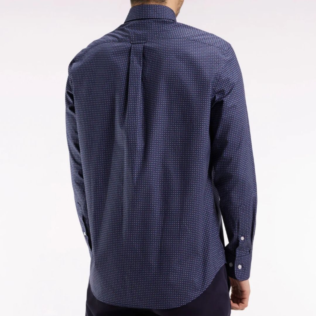 Eden Park Pima Cotton Shirt with Micro Patterned - Navy