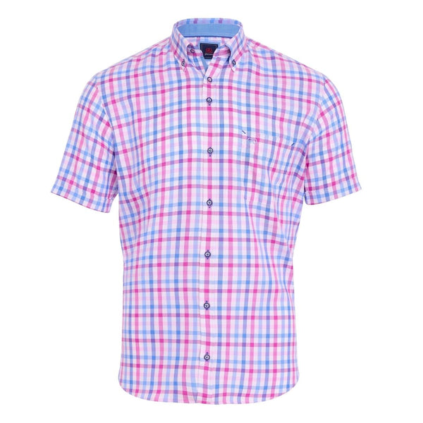 Andre Dee Short Sleeve Casual Check Shirt - Pink