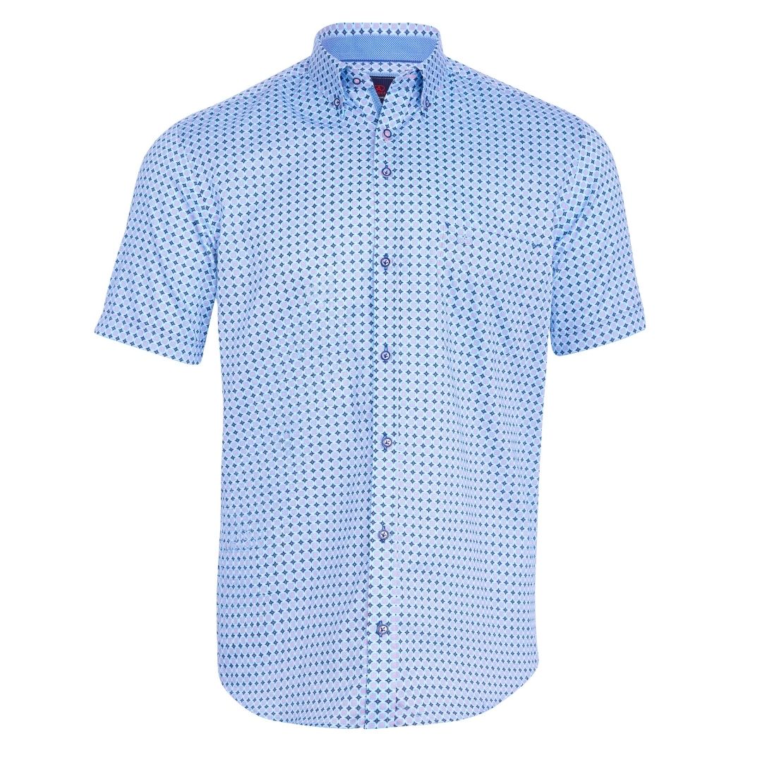Andre Cong Short Sleeve Casual Shirt - Blue/Pink