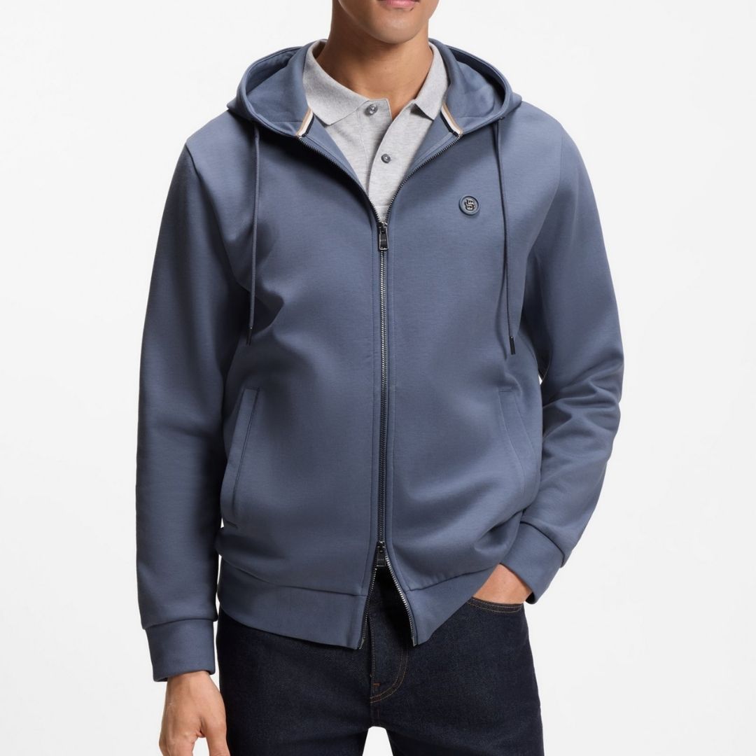 Boss Black C-Spence Hooded Zip Thru Sweat - Blue