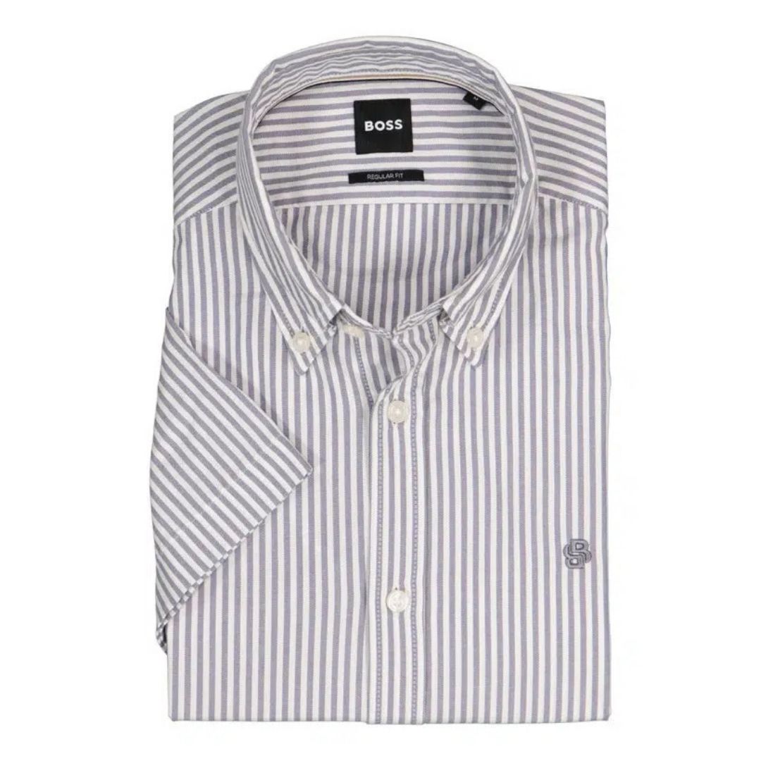 Boss Black Liam Short Sleeve Oxford Shirt - Blue