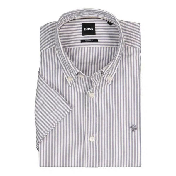 Boss Black Liam Short Sleeve Oxford Shirt - Blue