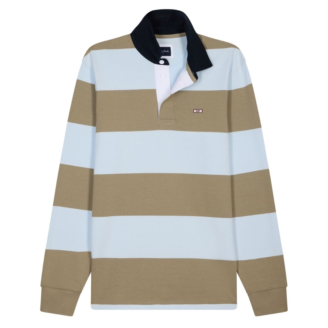 Eden Park Stripe Rugby Shirt - Green/Blue