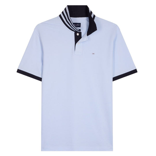 Eden Park Polo Shirt with Contrast Collar - Blue