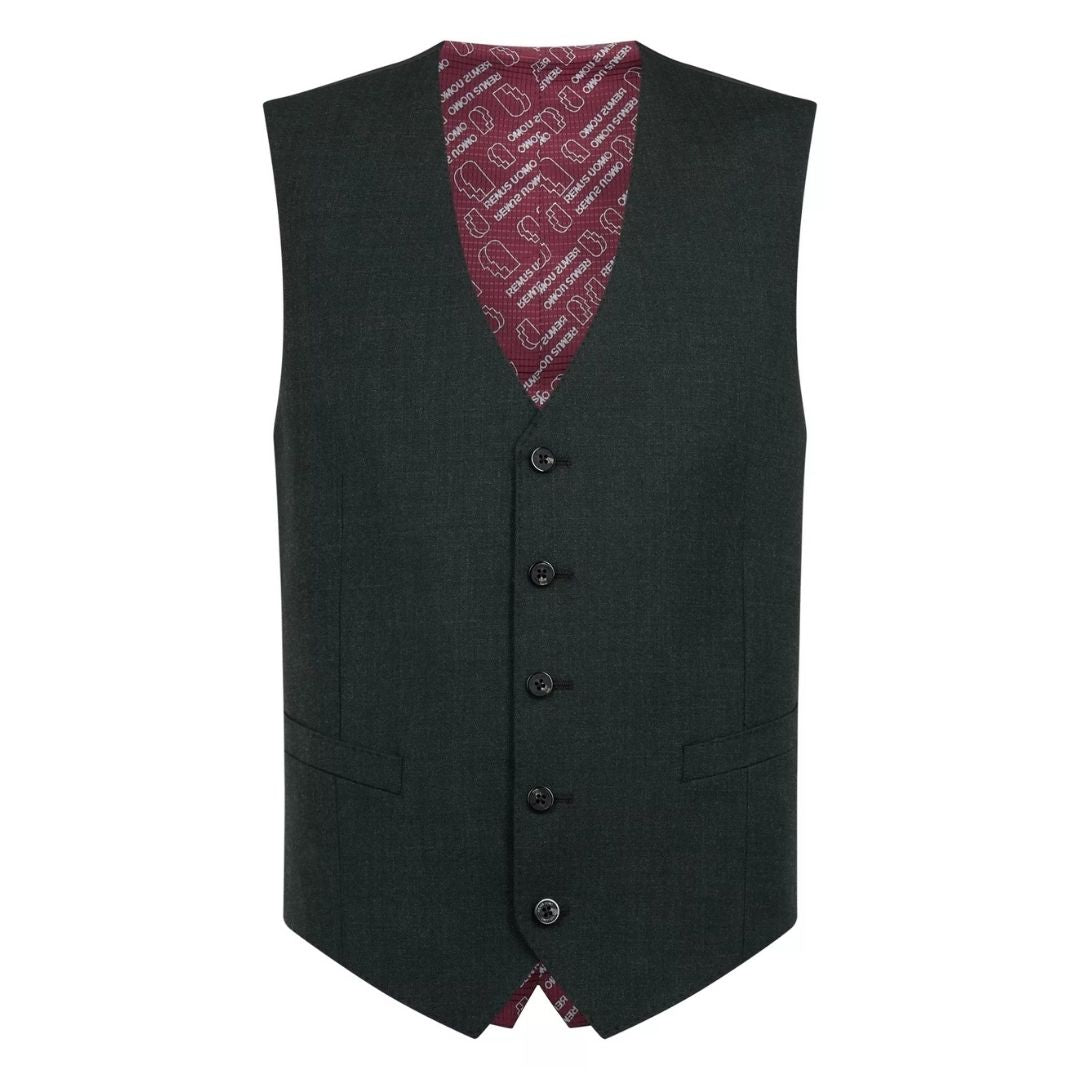 Remus Uomo Dark Green Peppe Mix + Match Suit Waistcoat - Green
