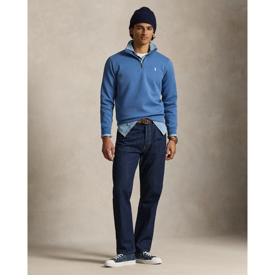 Polo Ralph Lauren Double-Knit Quarter-Zip Pullover - Delta Blue