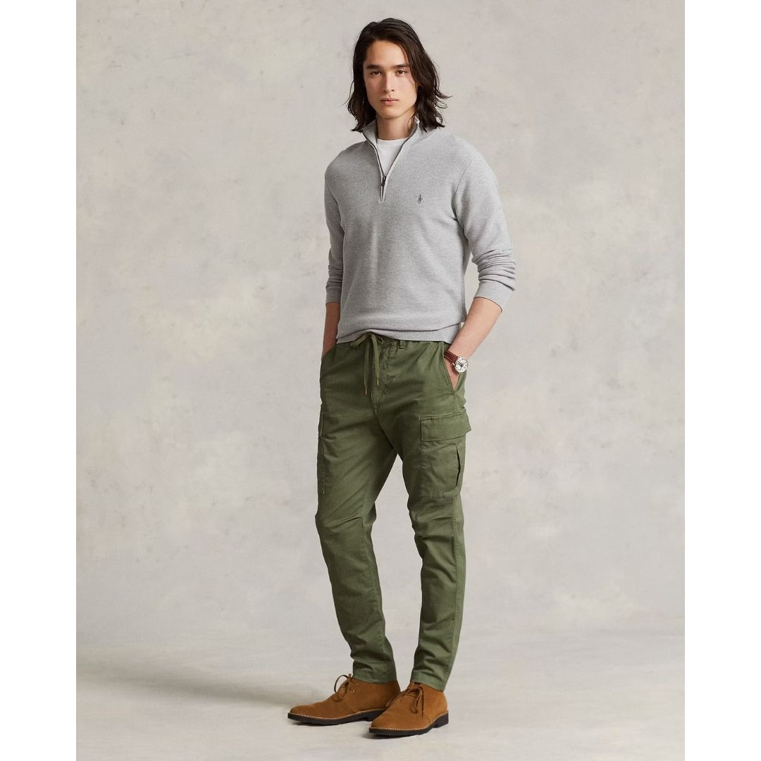 Polo Ralph Lauren Mesh-Knit Cotton Quarter-Zip Jumper - Andover Grey