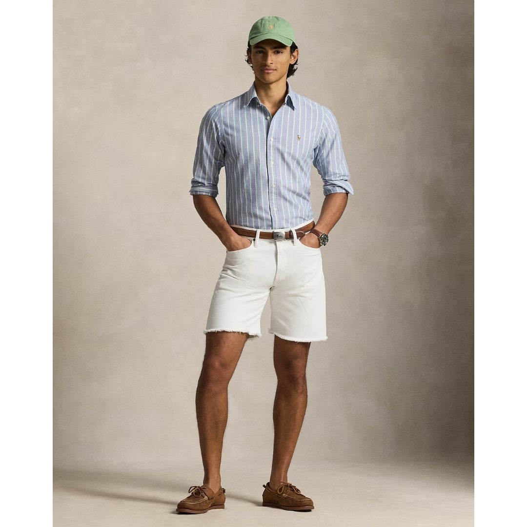 Polo Ralph Lauren Custom Fit Striped Oxford Shirt - Navy/Green Multi