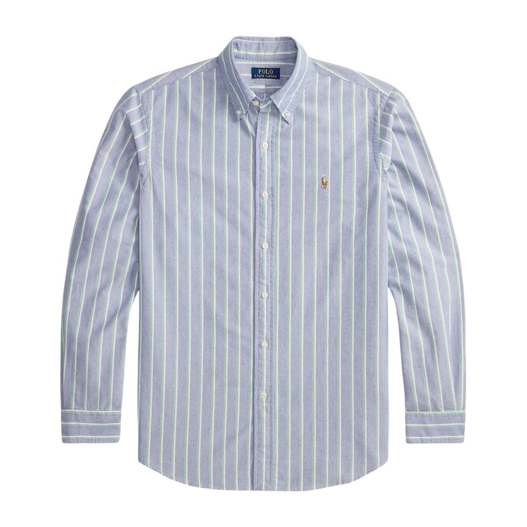 Polo Ralph Lauren Custom Fit Striped Oxford Shirt - Navy/Green Multi