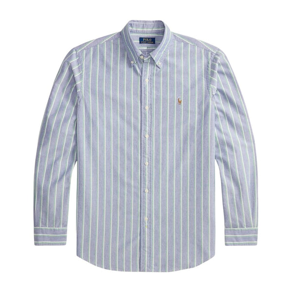 Polo Ralph Lauren Custom Fit Striped Oxford Shirt - Navy/Green Multi