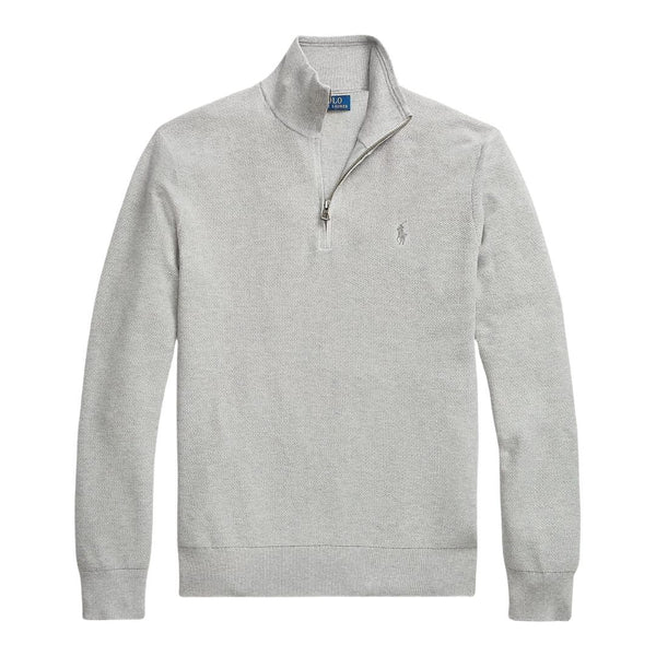Polo Ralph Lauren Mesh-Knit Cotton Quarter-Zip Jumper - Andover Grey
