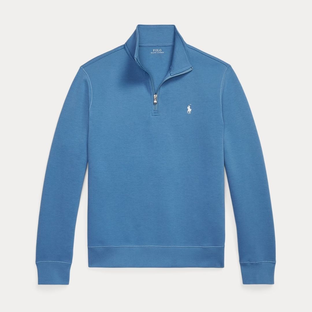 Polo Ralph Lauren Double-Knit Quarter-Zip Pullover - Delta Blue