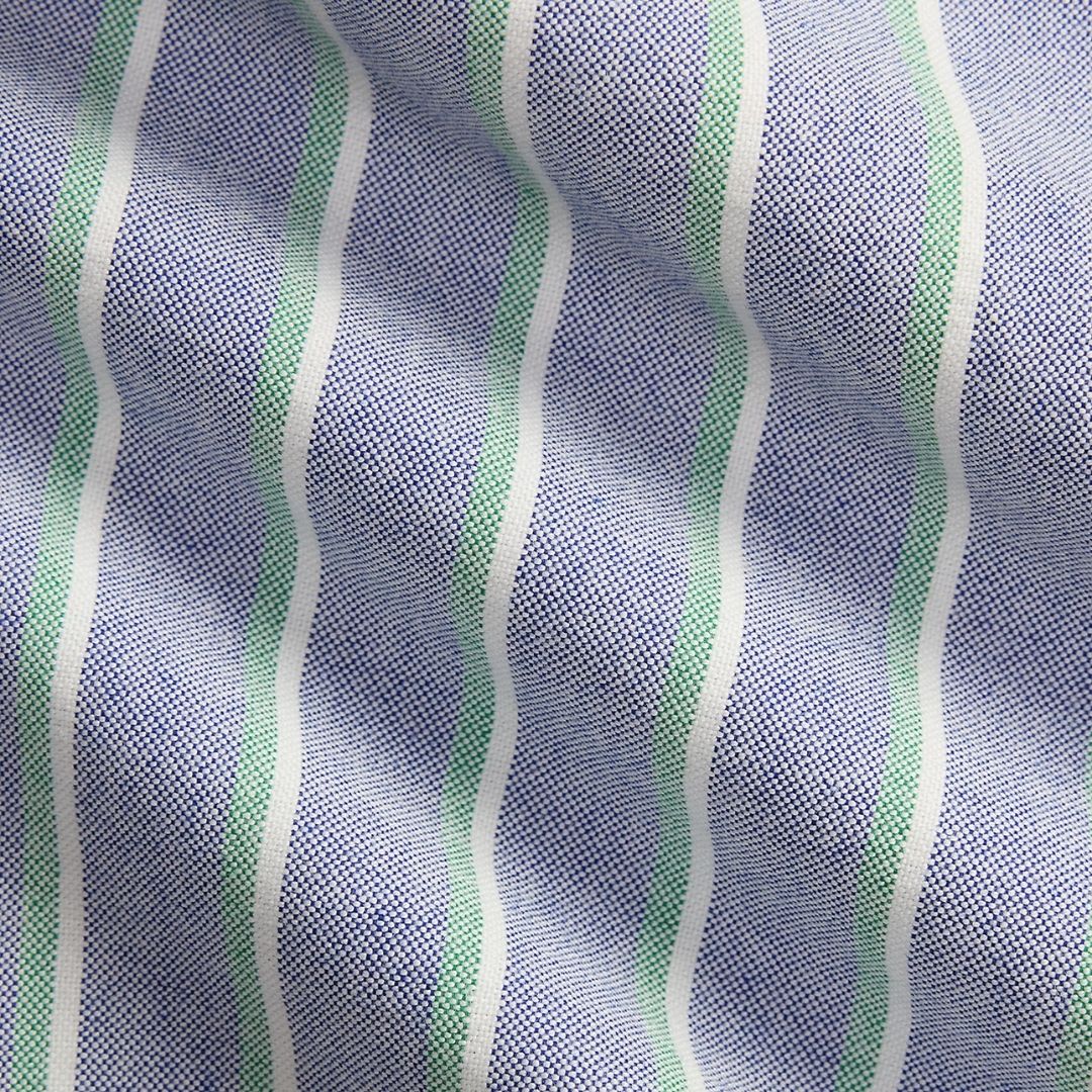 Polo Ralph Lauren Custom Fit Striped Oxford Shirt - Navy/Green Multi