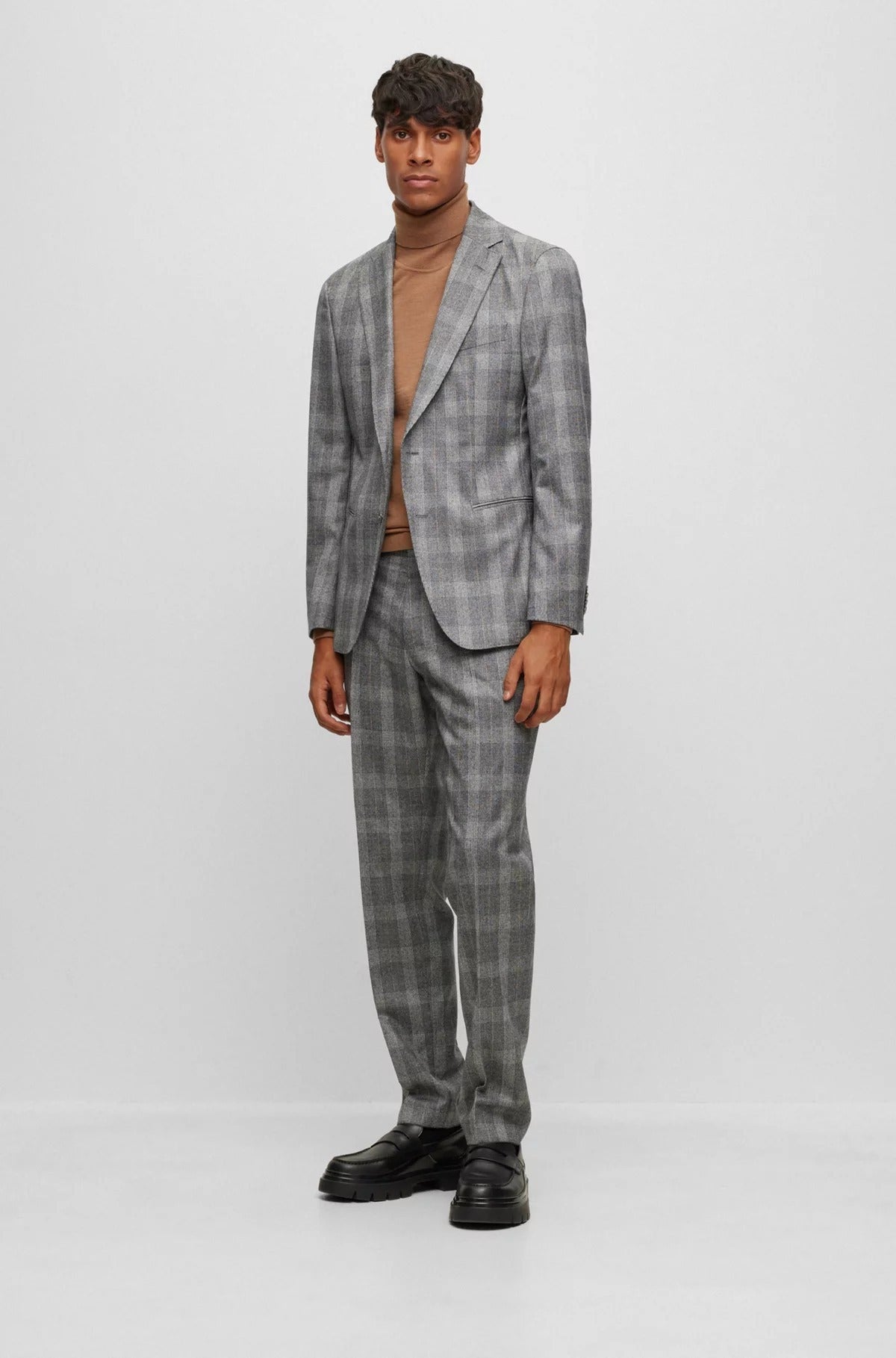 Hugo Boss 100% Virgin Wool Check Suit - Grey