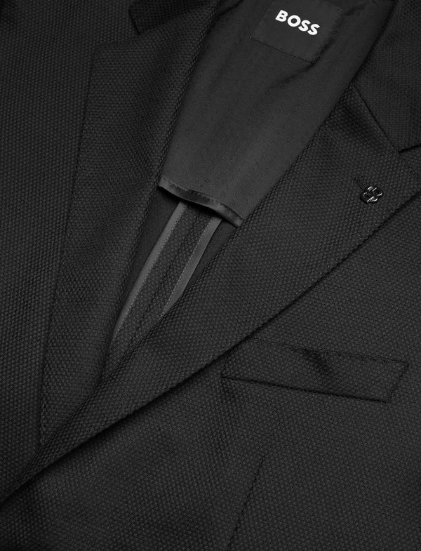 Boss 'H-Janson' Single Breasted Jacket in Micro Patterned Fabric - Black