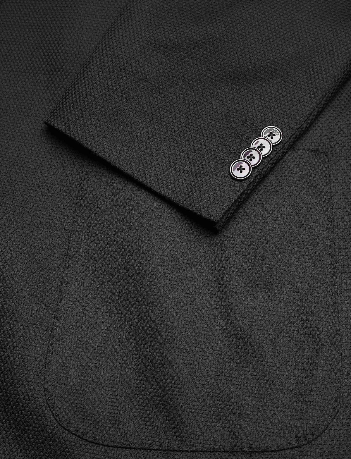 Boss 'H-Janson' Single Breasted Jacket in Micro Patterned Fabric - Black