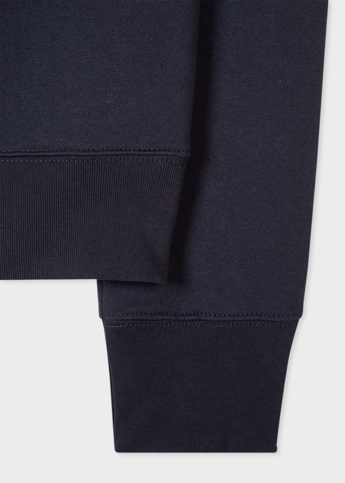 Paul Smith Organic Cotton Zebra Logo Zip Neck Sweatshirt - Navy