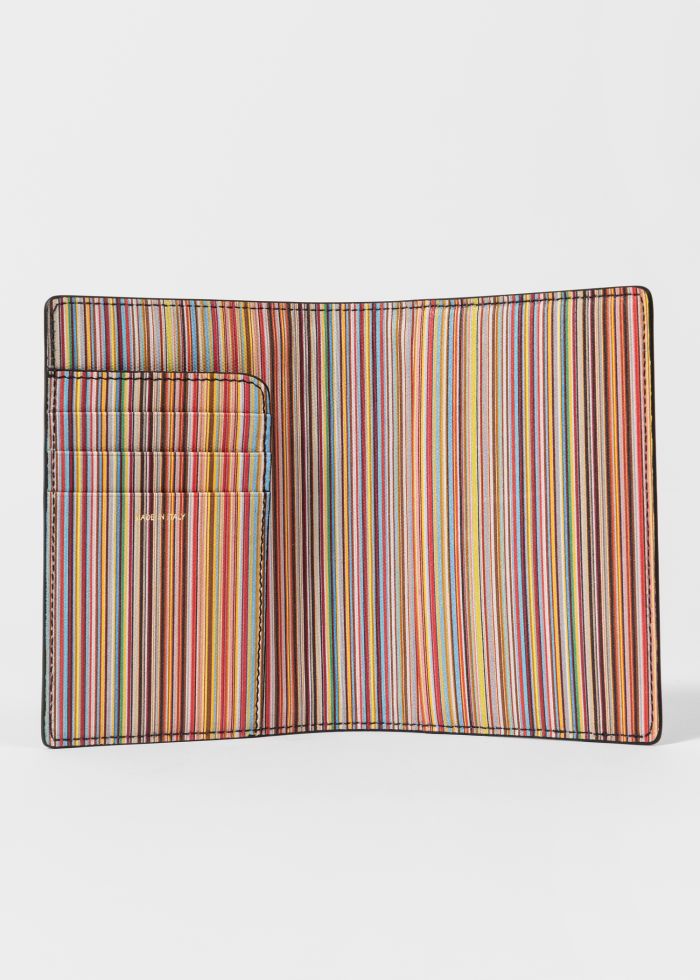 Paul Smith Signature Stripe Interior Leather Passport Cover - Black