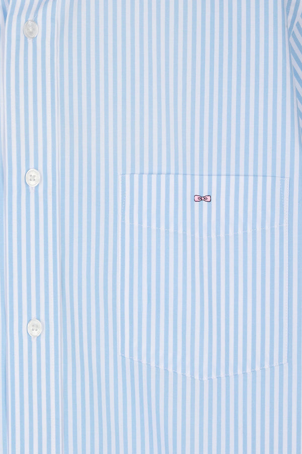 Eden Park Straight short-sleeved shirt in striped cotton - Blue