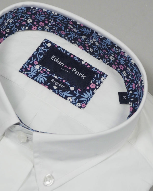Eden Park Long Sleeved Button Down Collar Shirt - White