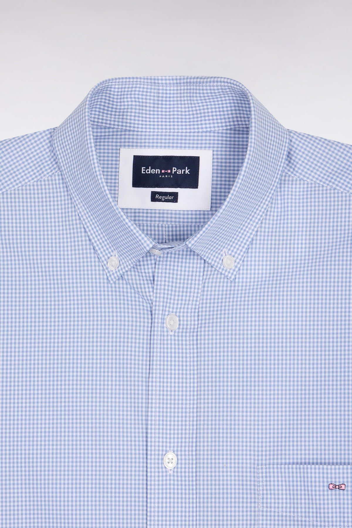 Eden Park Micro Check Short Sleeve Shirt - Blue