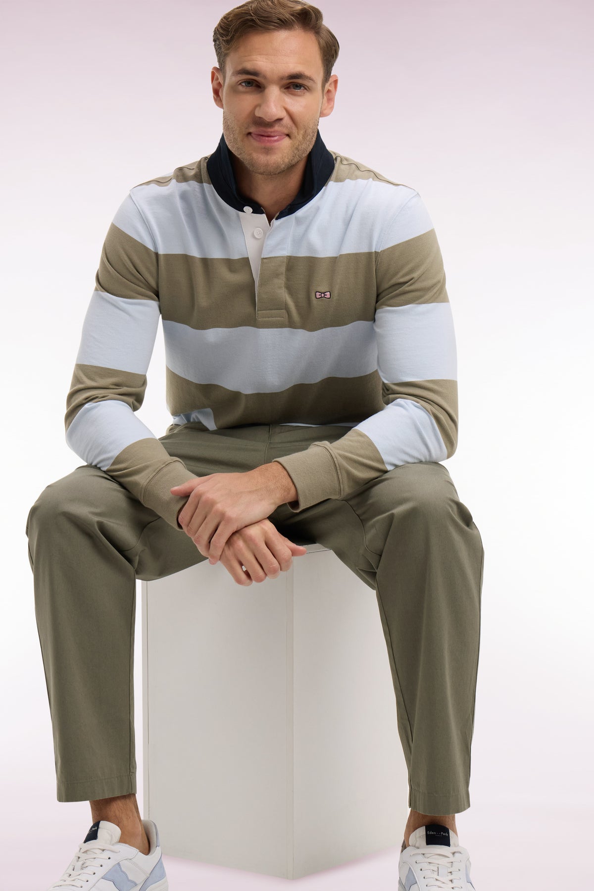 Eden Park Stripe Rugby Shirt - Green/Blue