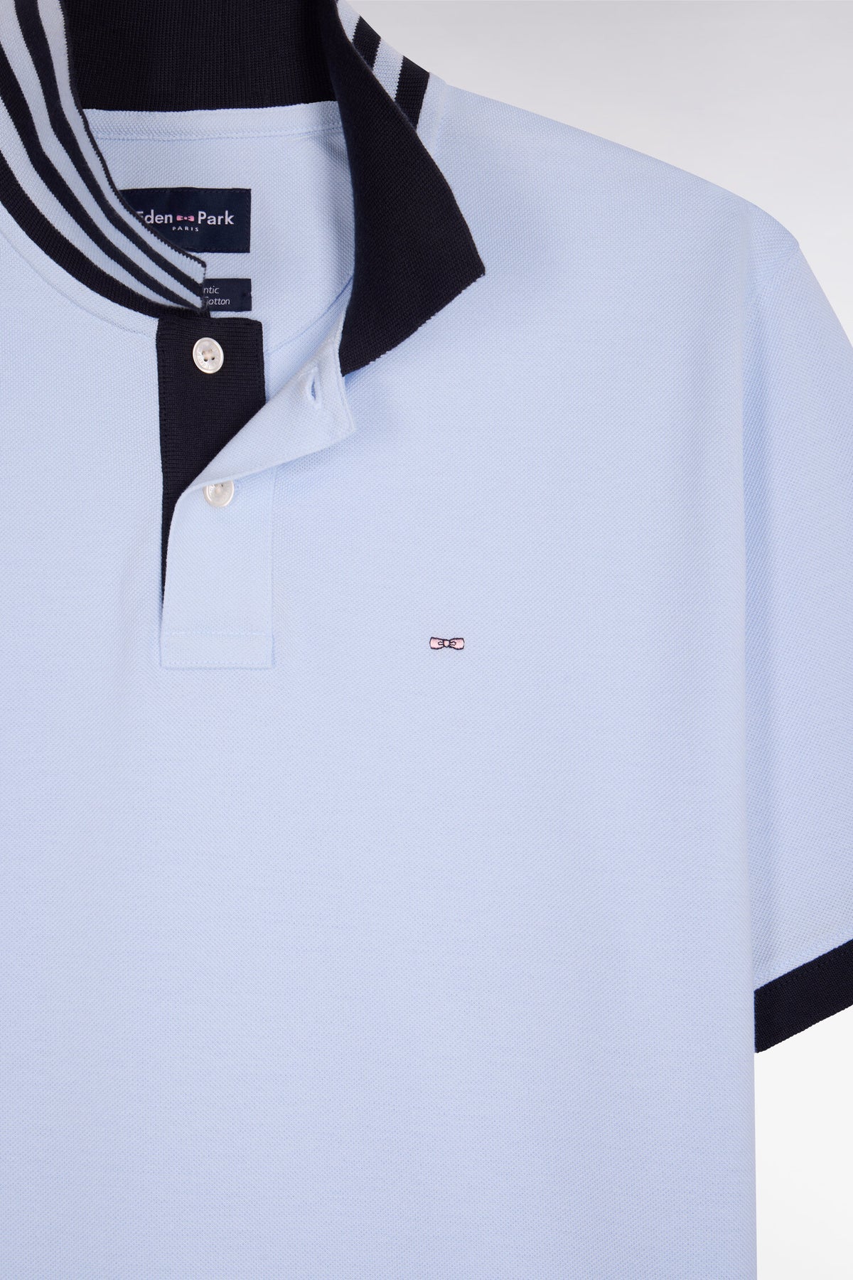 Eden Park Polo Shirt with Contrast Collar - Blue